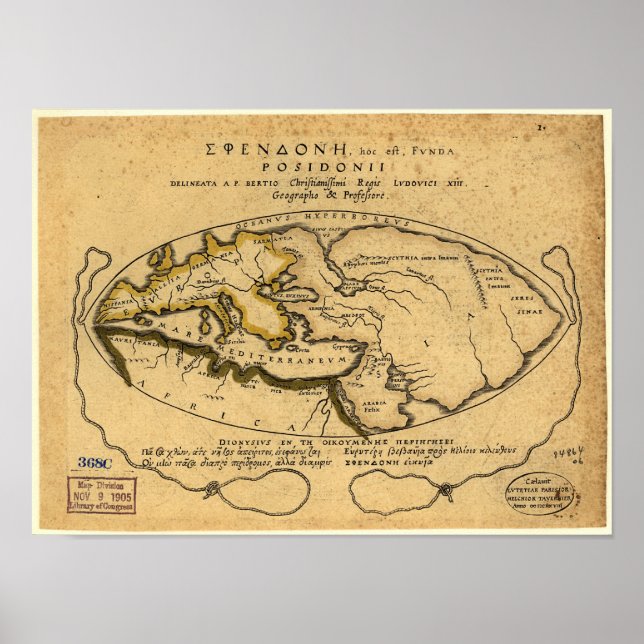 Poster Mapa antigo do mundo - 1630 (Frente)