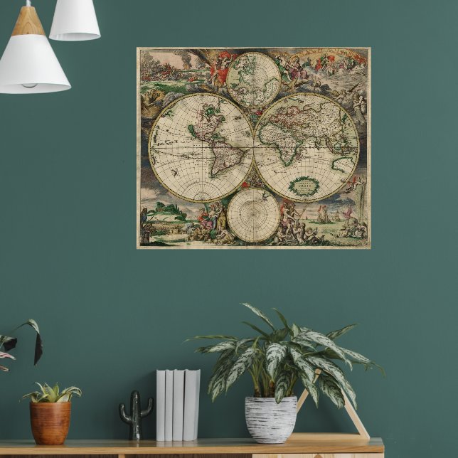 Poster Mapa antigo do Mundo Antiquado (Sala de Estar 1)