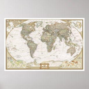 Póster Mapa antigo do mundo em pôster impresso