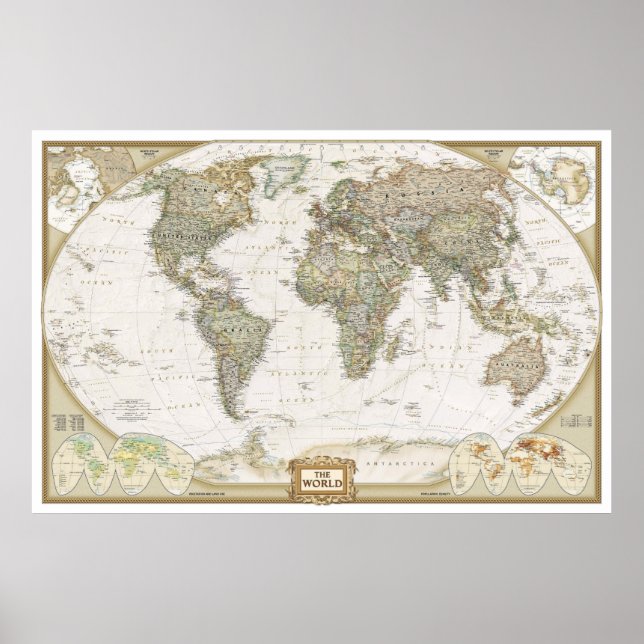 Póster Mapa antigo do mundo em pôster impresso (Frente)