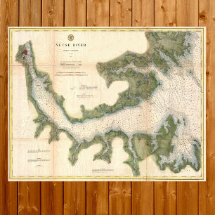 Póster Mapa antigo do Neuse River Carolina do Norte
