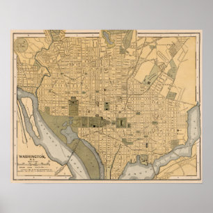 Poster Mapa antigo do Washington DC