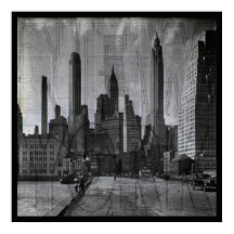 Mapa Antigo e Foto Retro de Nova York