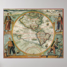 Mapa antigo mundial das Américas, 1597