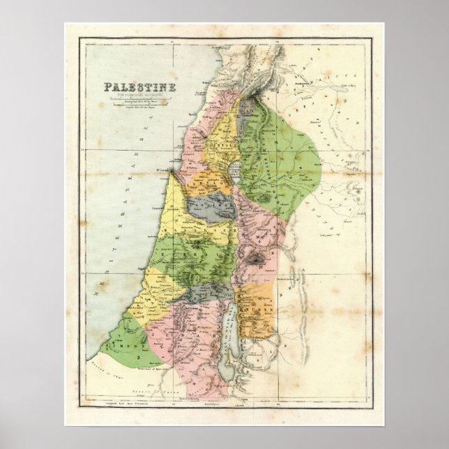 Poster Mapa antigo - Palestina bíblica (Frente)