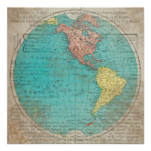 Póster Mapa Antigo Vintage