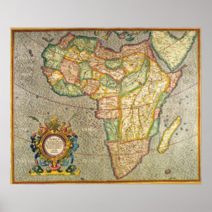 Póster Mapa Antiquado do Mercador Mundial da África, 163