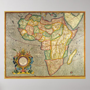 Póster Mapa Antiquado do Mercador Mundial da África, 163