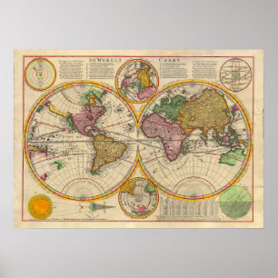 Poster Mapa Antiquado do Mundo