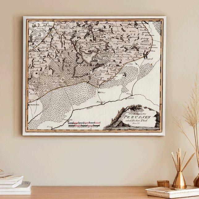 Poster Mapa Antiquado Prússia/Polônia Masuria Lago Sniard (Criador carregado)