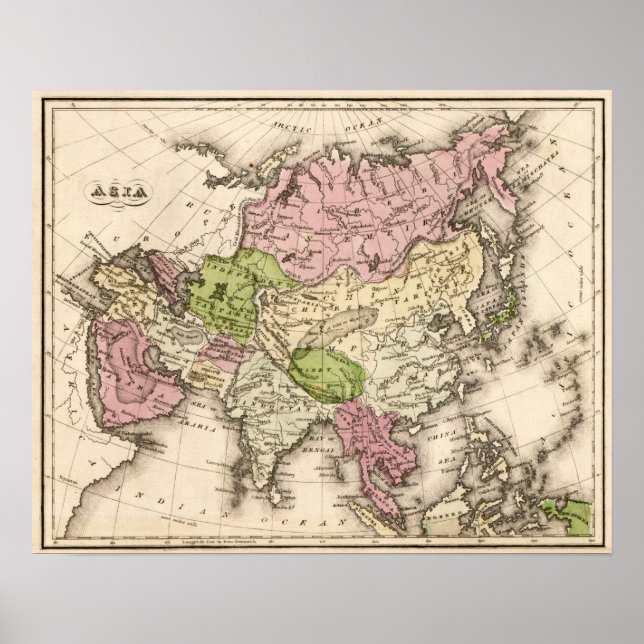Póster Mapa AsiáticoPanorâmicoÁsia 5 (Frente)