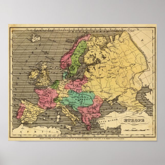 Poster Mapa Atlas Colorido da Europa (Frente)