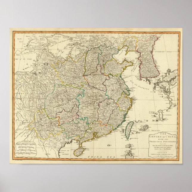 Póster Mapa atlas da China, Coreia (Frente)