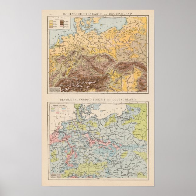 Póster Mapa Atlas da Europa Central (Frente)