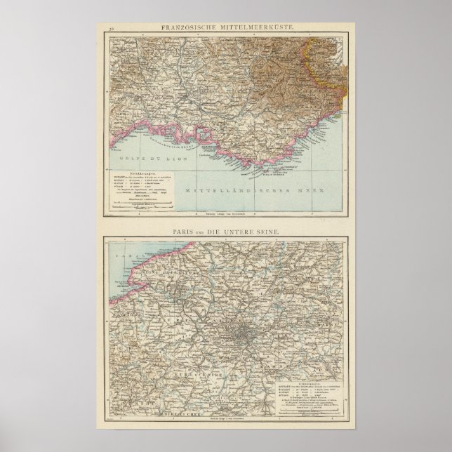 Póster Mapa Atlas da França (Frente)