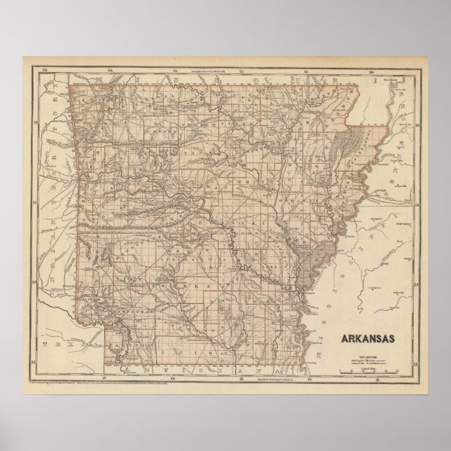 Póster Mapa Atlas de Arkansas (Frente)