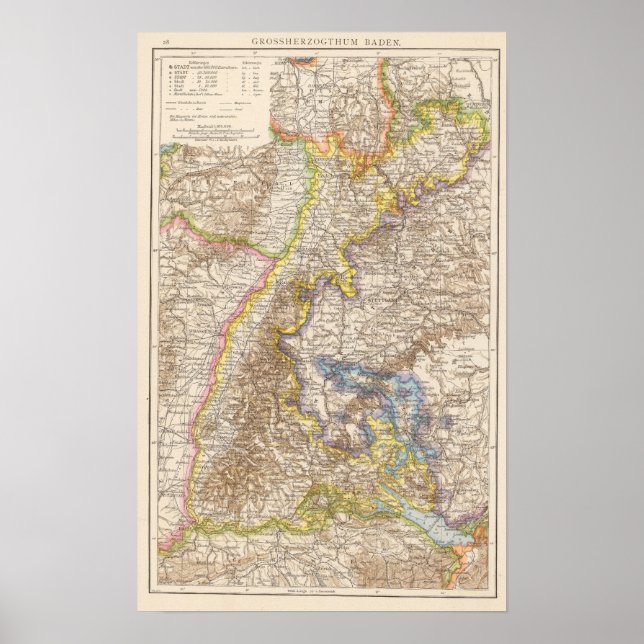Póster Mapa Atlas de Baden Alemanha (Frente)