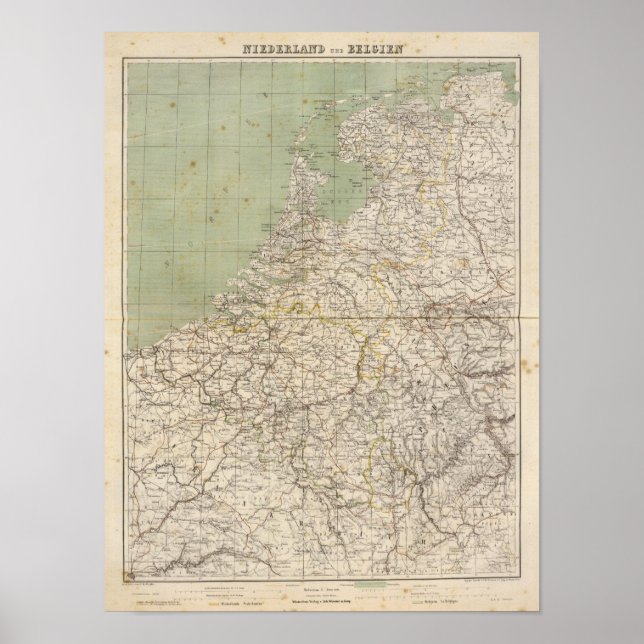 Póster Mapa Atlas Holandês e Bélgica (Frente)