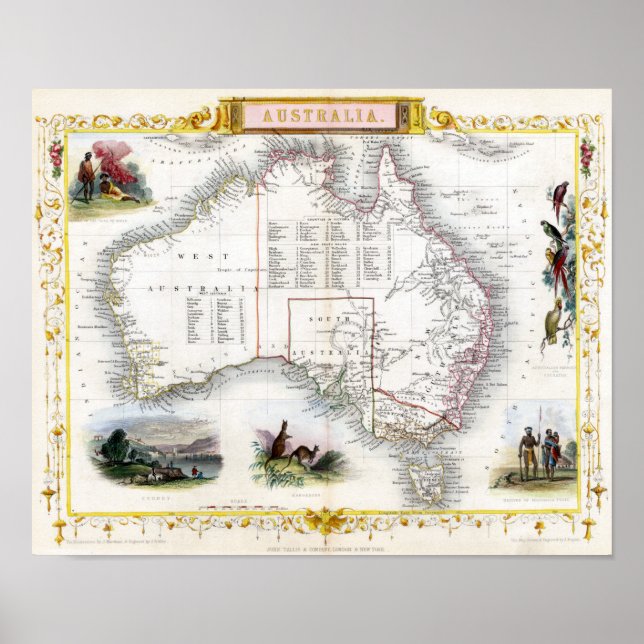 Póster Mapa Austrália 1851 (Frente)