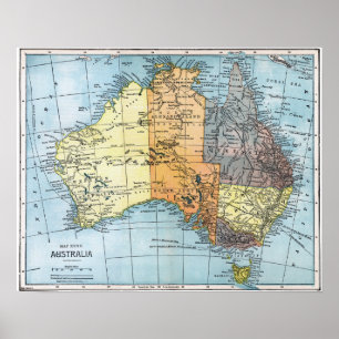 Poster MAPA: AUSTRÁLIA, c1890