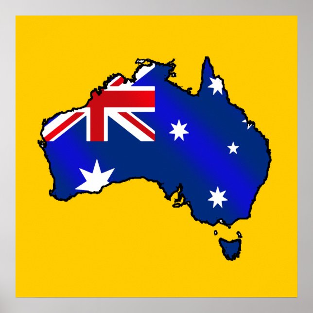 Poster Mapa australiano de presentes de bandeira Oz (Frente)