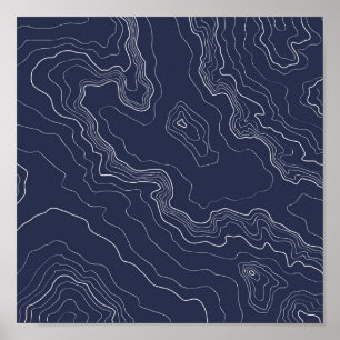 Poster Mapa azul da topografia