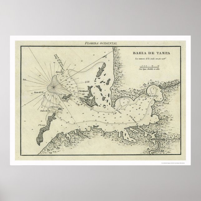 Poster Mapa Bahia De Tampa Florida 1809 (Frente)