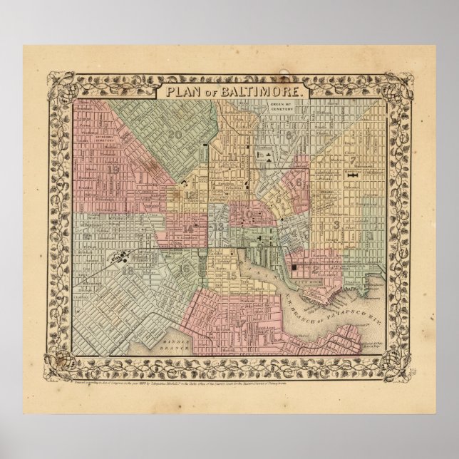 Póster Mapa Baltimore de Mitchell (Frente)