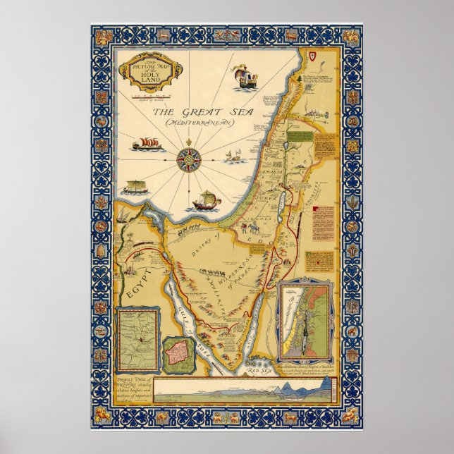 Poster Mapa Bíblico do Cartaz da Terra Santa (Frente)