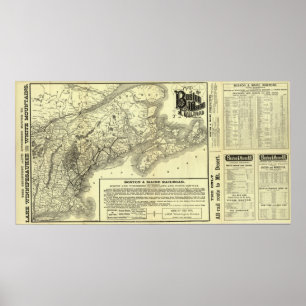 Póster Mapa Boston e estrada de ferro 2 de Maine
