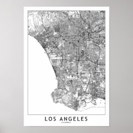 Poster Mapa Branco de Los Angeles