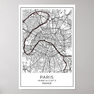 Poster Mapa Branco De Paris - Decomposição Do Mapa Branco