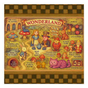 Póster Mapa Caprichoso das Aventuras de Alice no País das