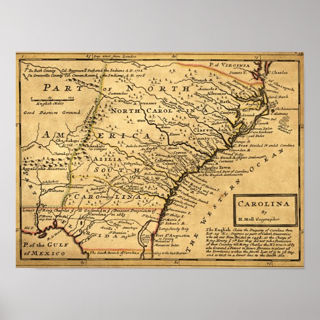 Póster Mapa CarolinaPanorâmico (Frente)