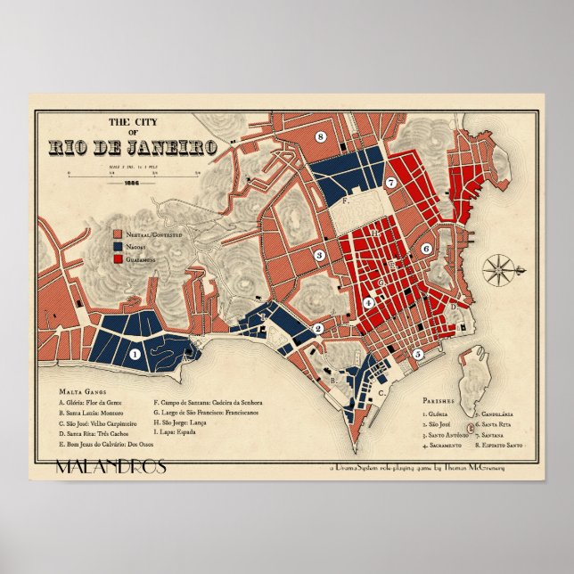 Poster Mapa cartaz do Rio de Janeiro dos Malandros (Frente)