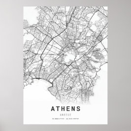 Poster Mapa cartográfico da cidade de Atenas