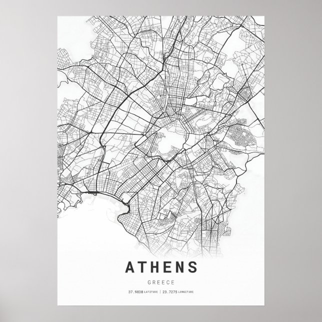 Poster Mapa cartográfico da cidade de Atenas (Frente)