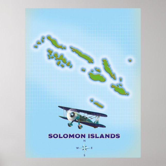 Poster Mapa cartográfico das Ilhas Salomão. (Frente)