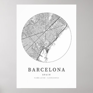 Poster Mapa cartográfico de Barcelona