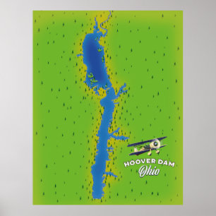 Poster Mapa cartográfico de Hoover Dam Ohio