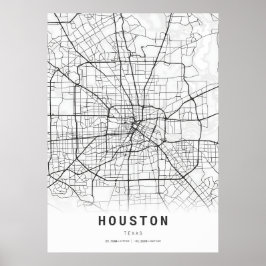 Poster Mapa cartográfico de Houston City in Houston USA