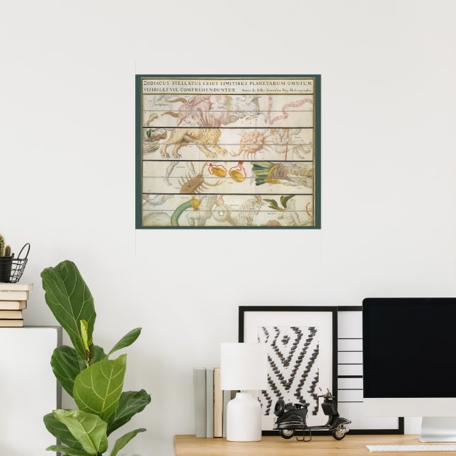 Póster Mapa Celestial Antigo, Astronomia por John Seller (Escritório em casa)