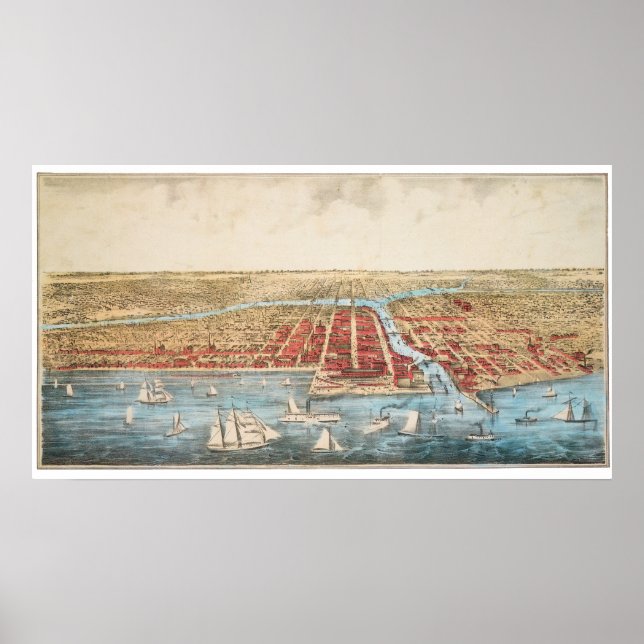 Poster MAPA: CHICAGO, c1857 (Frente)