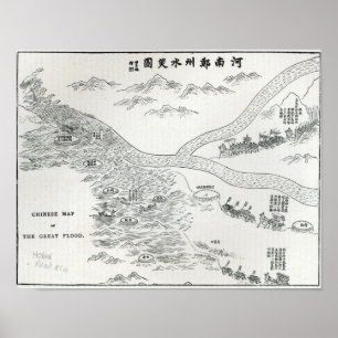 Póster Mapa chinês da grande inundação