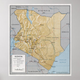 Póster MAPA CIA de KENYA 1970