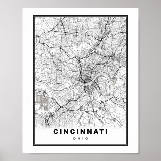 Poster Mapa Cincinnati (Frente)