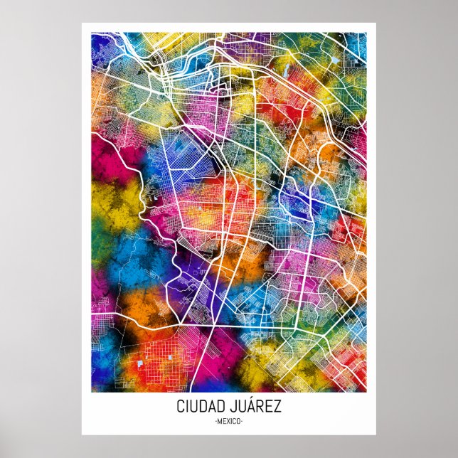Poster Mapa Ciudad Juárez México (Frente)