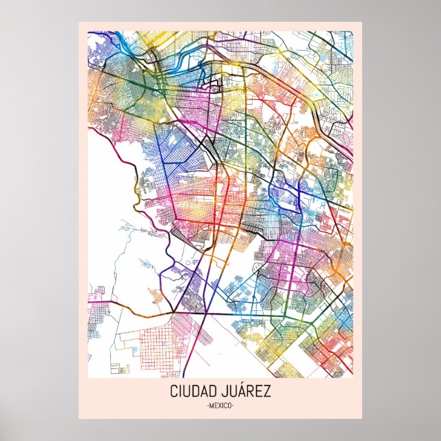 Poster Mapa Ciudad Juárez México (Frente)
