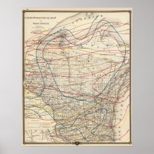 Poster Mapa climatológico de Wisconsin