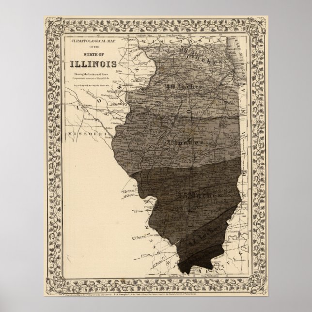 Póster Mapa climatológico em Illinois (Frente)